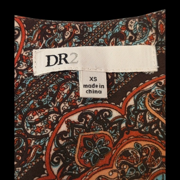 DR2 Tank Blouse Fits Medium Marked XS Geometric Mandella Pattern Brown - Picture 4 of 7